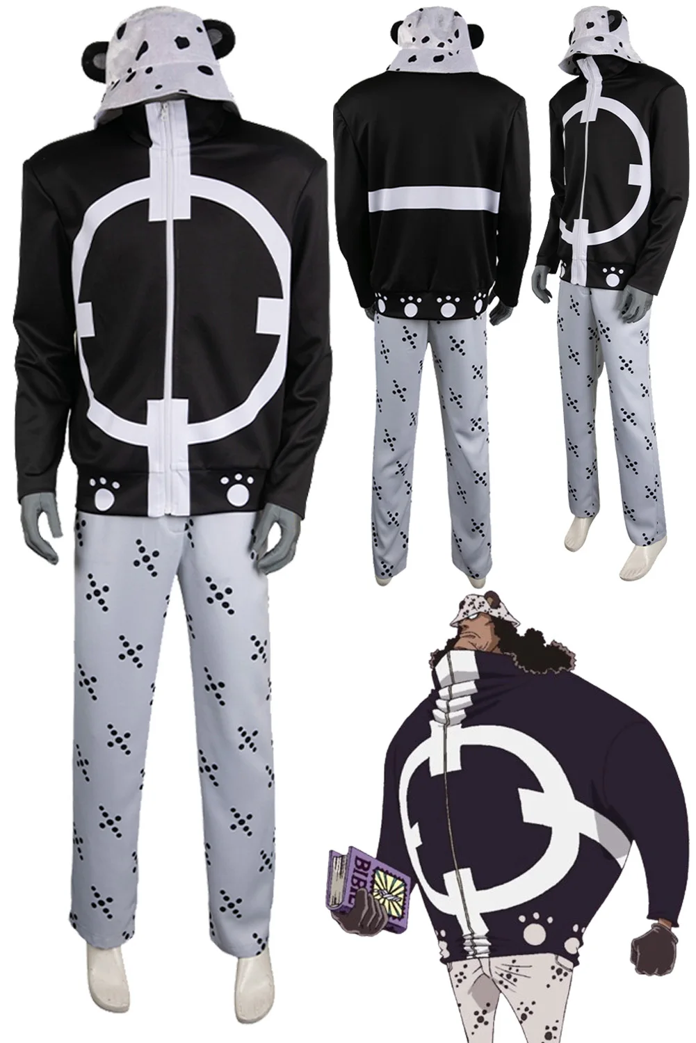 

Bartholemew Kuma Jacket Hat Male Cosplay Anime Pirate Fantasia Disguise Adult Outfits Halloween Carnival Men Suit Cloth
