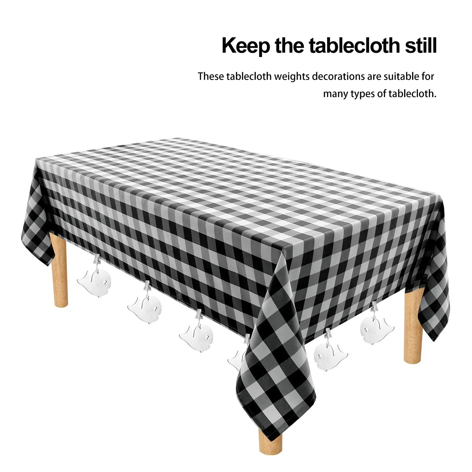 

4Pcs Tablecloth Weights Stainless Steel Table Clips Windproof Decorative Pendant for Wedding Birthday Picnic Outdoor Family