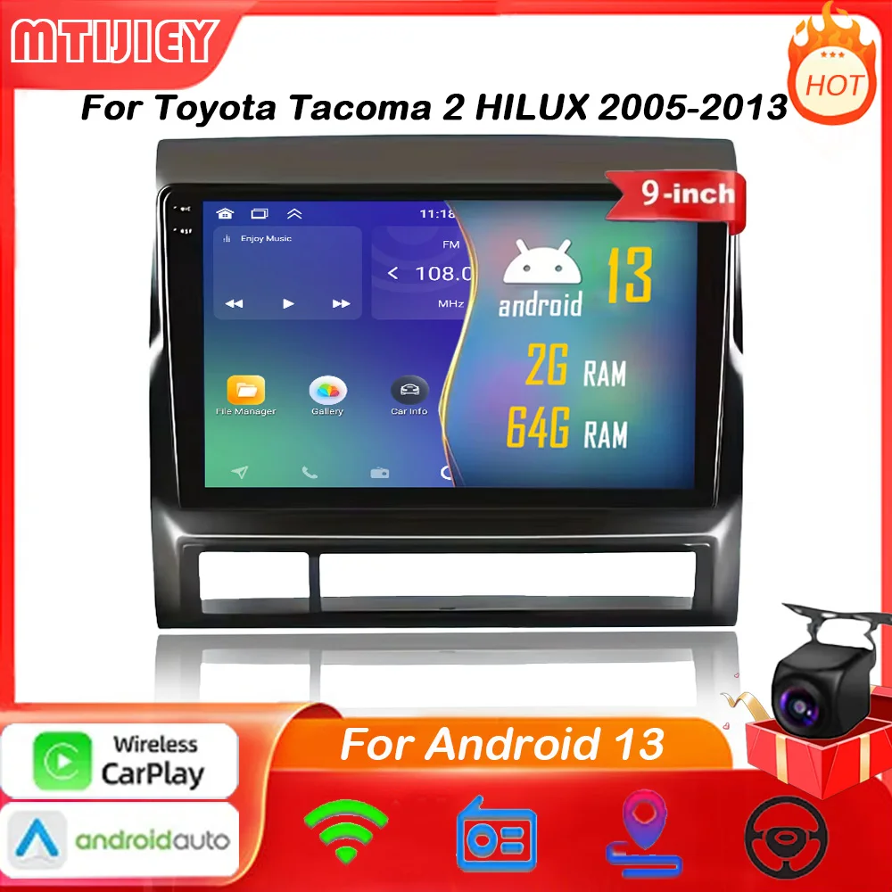 

MTIJIEY 2Din Android13 Car Radio Player For Toyota Tacoma 2 HILUX 2005-2013 Carplay Stereo DVD Android Auto Car Video