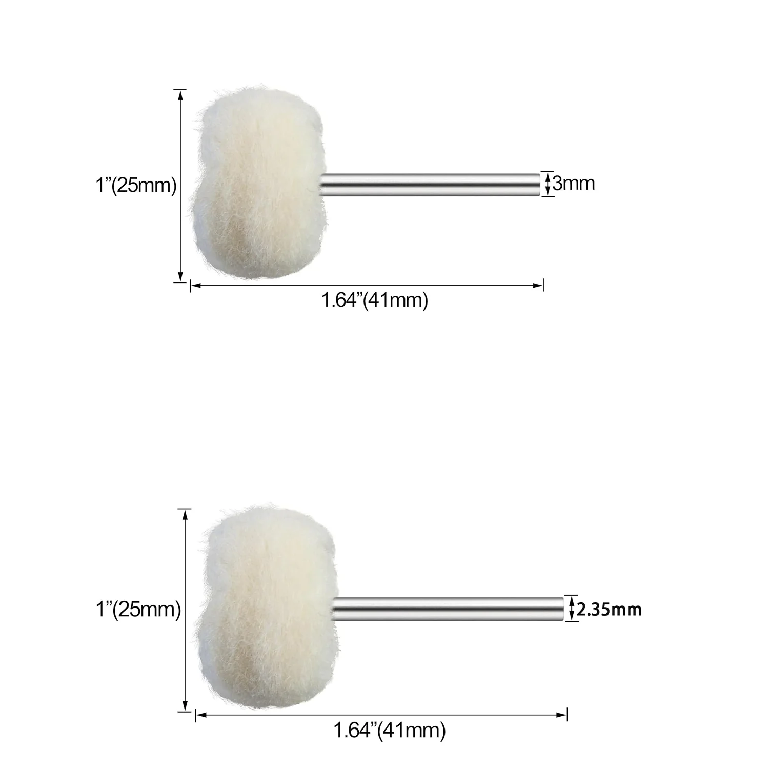 10 Pcs Cashmere Polishing Buffing Wheel for Rotary Tool, 1/8'' Shank Polishing Wheel for Watch Jewelry Buffer Dremel