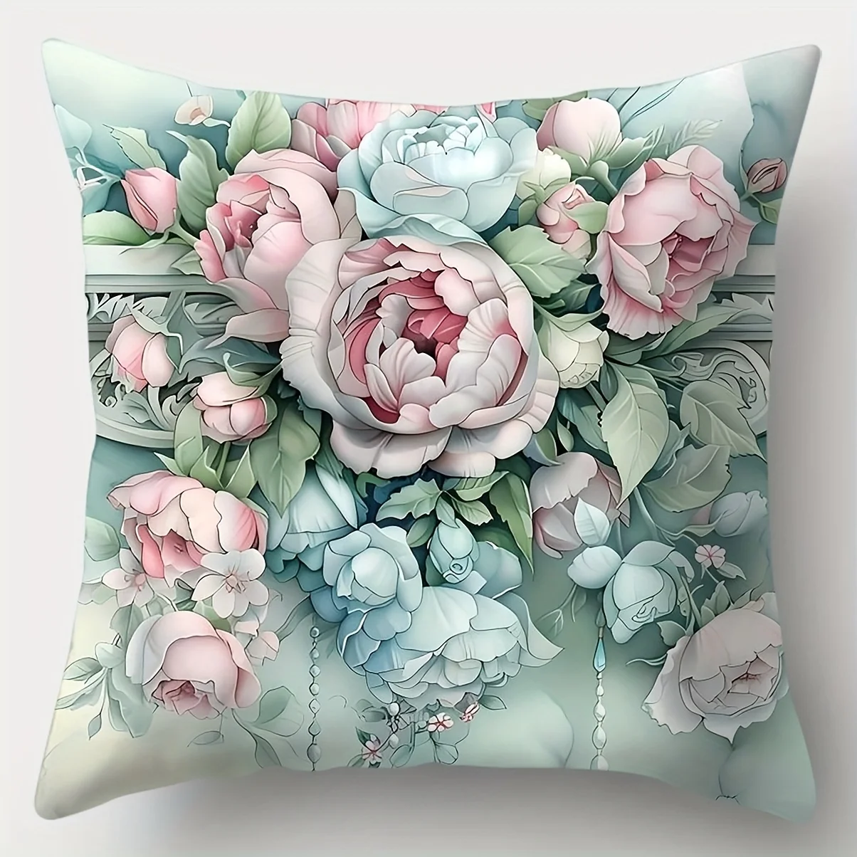 Luxury Floral Printed Pillowcase Set Peony Rose Garden Bedding Polyester Shams Romantic Aesthetic Home Decor Gift