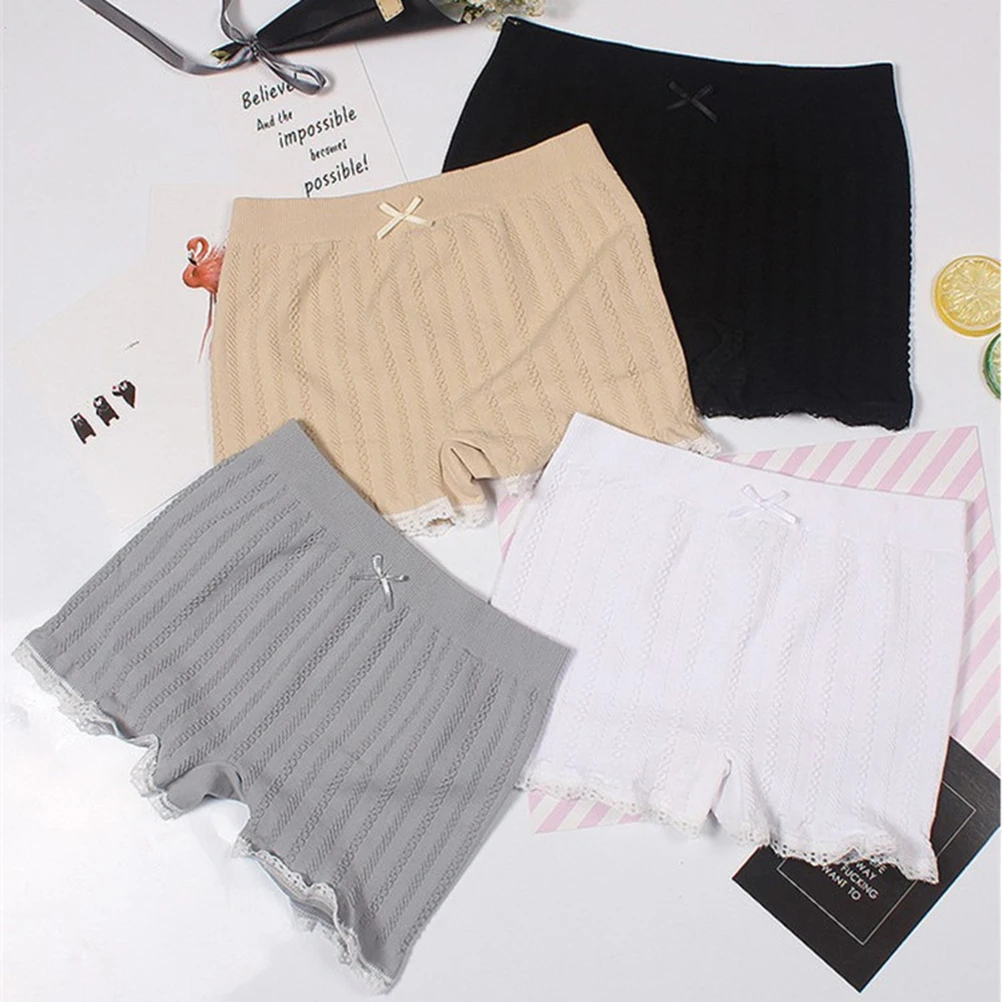 

Женские дышащие короткие леггинсы, трикотажное нижнее белье, шорты, эластичные шорты для мальчиков, трусики с талией, черные для платья, юбки