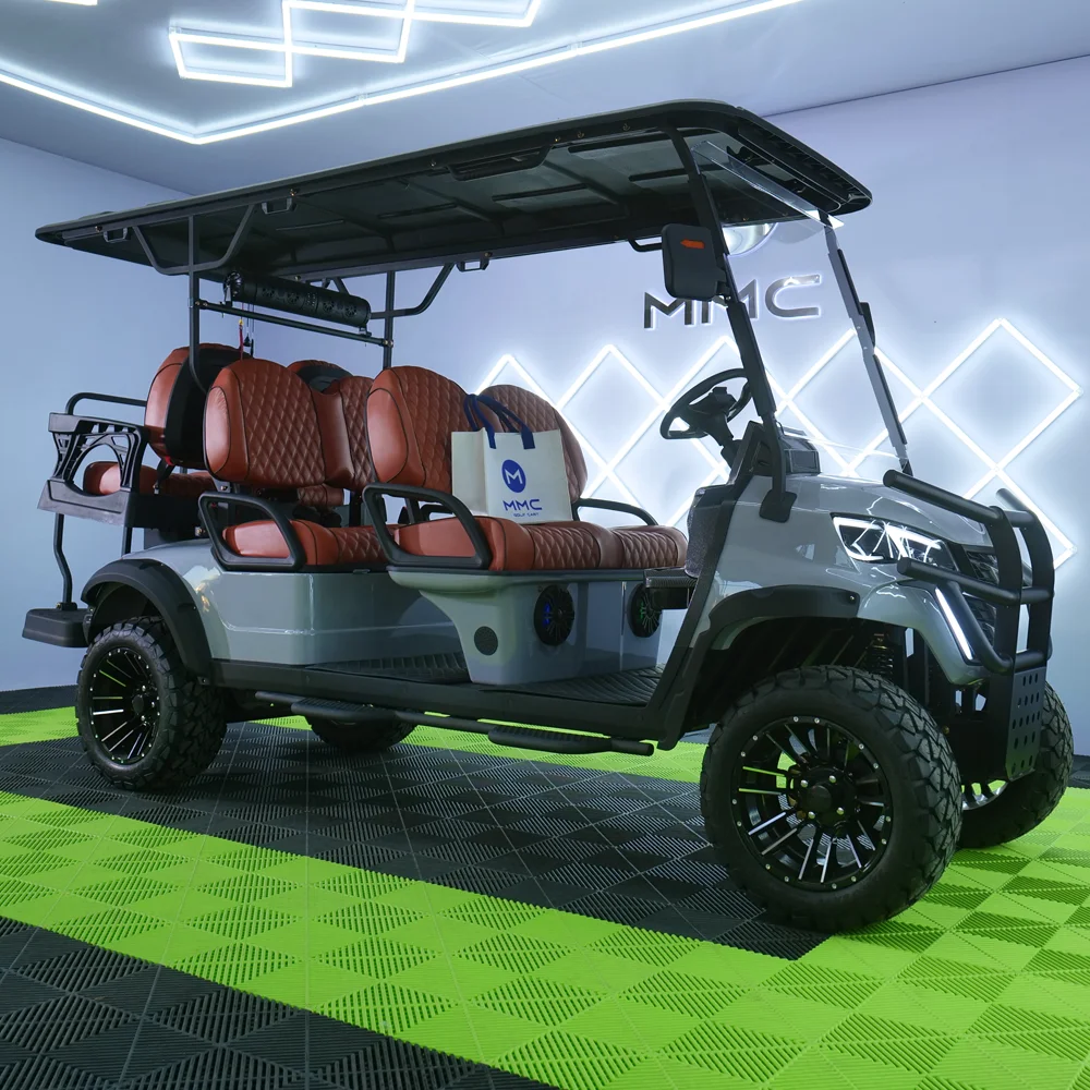 MMC New Lifted 48V Electric Golf Carts 4 Person Seats off Road Golf 4 Wheel Lithium Battery 4+2 6 Seat Solar Panel Golf Cart