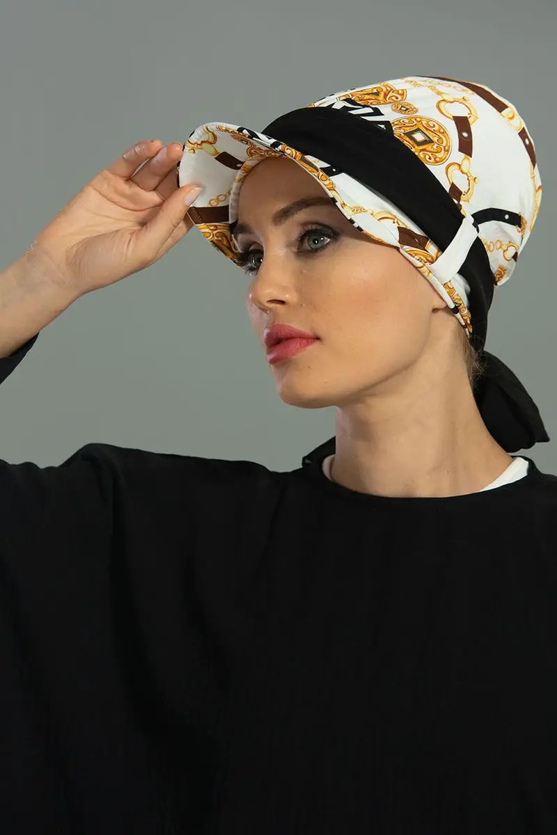 Chiffon-belted hut Knochen Elegante muster