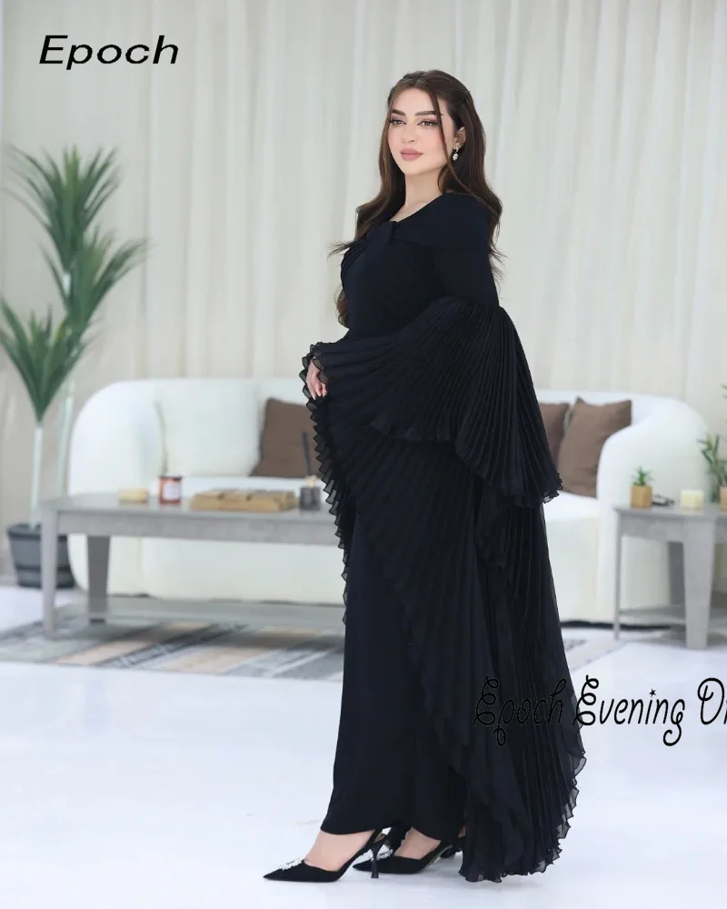 Epoch Chiffon Avondjurk فساتين السهرة 2024 Arabia Elegante Plooi Vrouwen Sexy Vleermuismouw Zeemeermin Cocktail Feest Galajurk