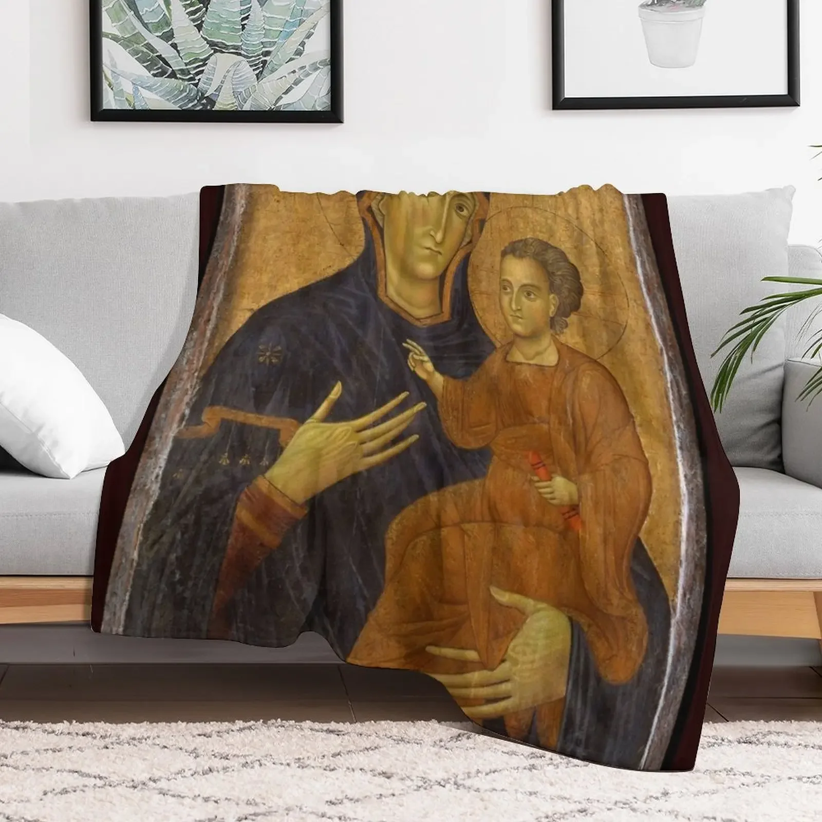 Madonna and Child, Berlinghiero 1300-1500 Throw Blanket Kid'S Decorative Sofas for sofa for winter Blankets