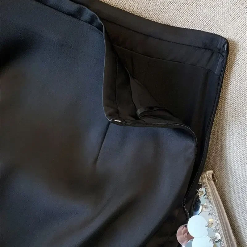 Nouveau été Satin Jupe femmes mode dentelle Patchwork taille haute été élégant a-ligne fête jupes bureau dame Jupe vêtements