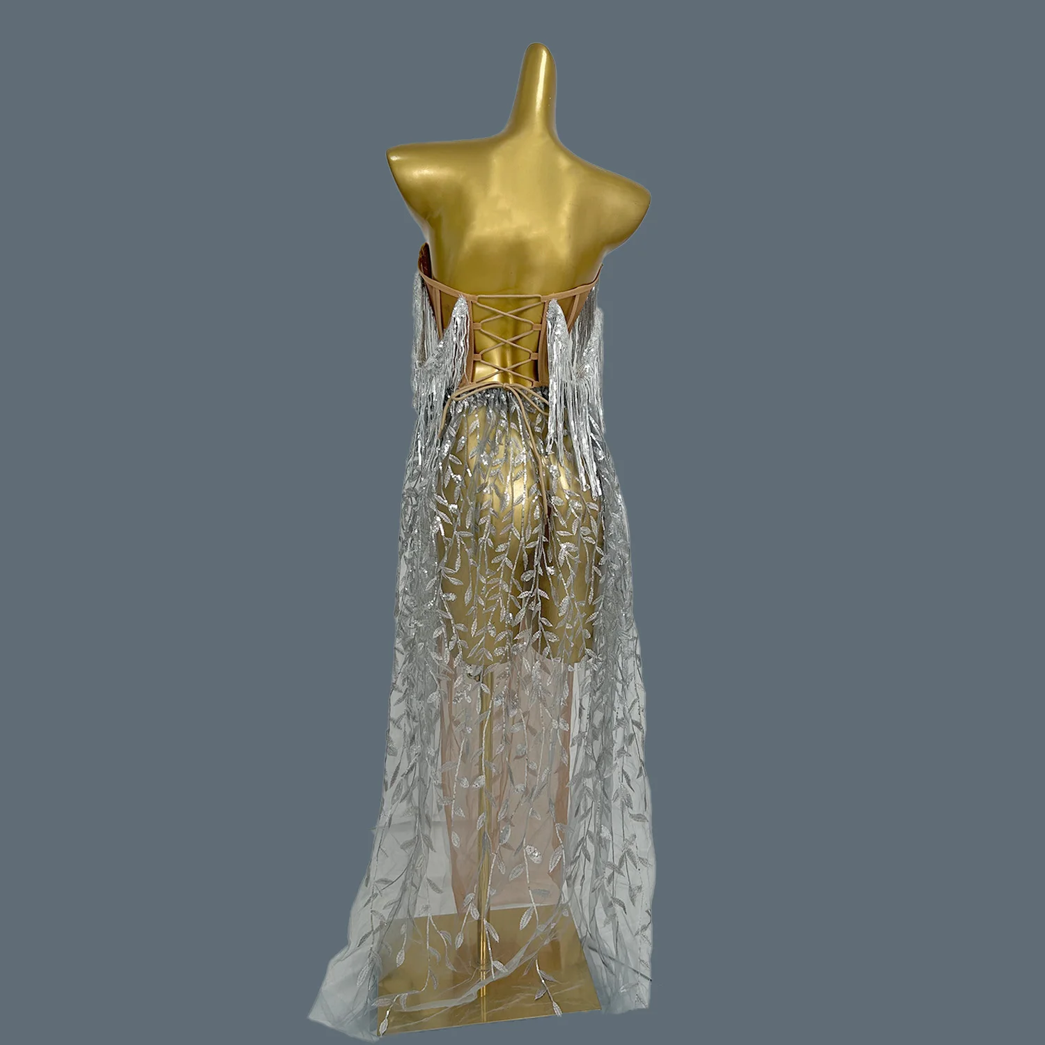 

Sparkly Party Dress for Women Celebrity Sequins Diamond Lady Strapless Long Gowns Prom Singer Stage Outfit Club Show Wear Liushu