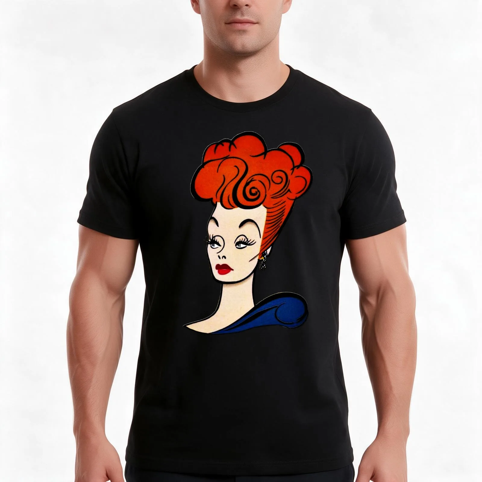 Lucille Ball Profile T-Shirt, Summer Casual Cotton Tee, Oversized Streetwear Tops, Vintage Graphic Print, Loose Fit Short Sleeve