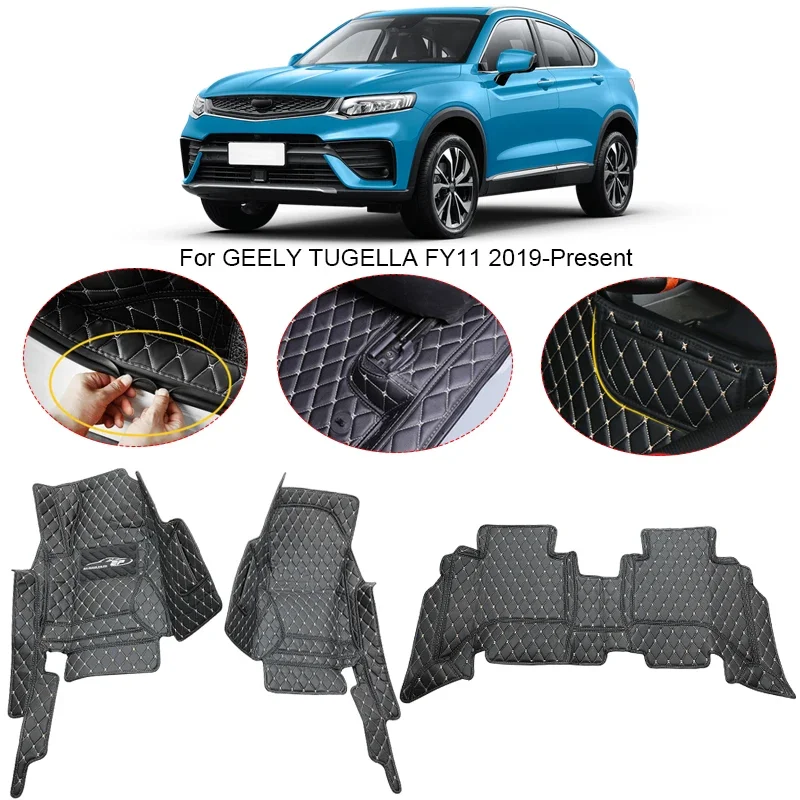

3D Full Surround для Geely Tugella FY11 2019-2025, автомобильный напольный коврик, подушечки для ног, водонепроницаемый ковер из искусственной кожи, автоаксессуары