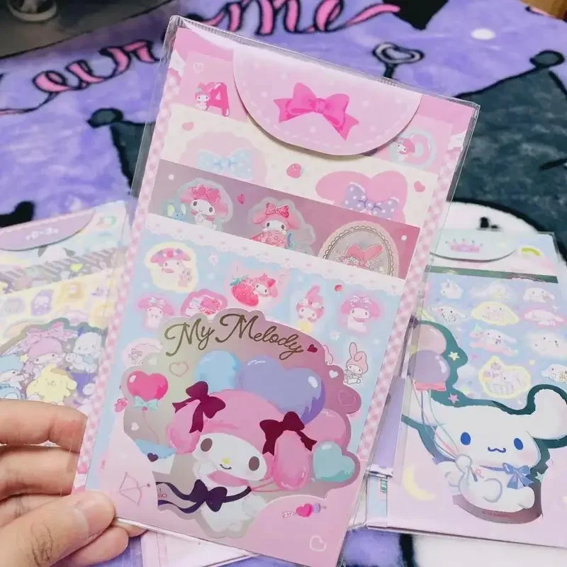 MINISO Anime Sanrio My Melody Hello Kittys Cinnamoroll Kuromi Reward Sticker Booklet Hand Account Lovely Character Birthday Gift