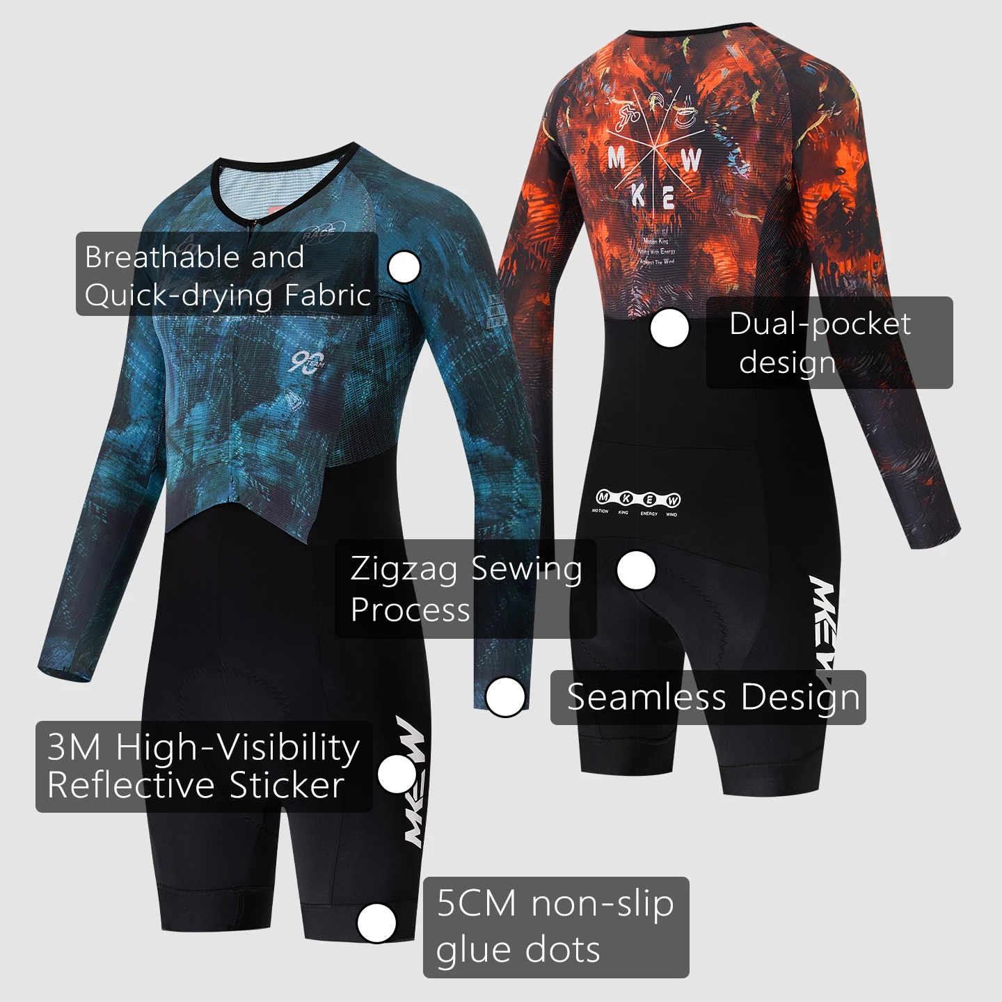 MKEW Bicycle Long Sleeve Shirts Women's 2026 Summer New Breathable Tight Jumpsuit Women's Sweatshirt Set Cycling Wear