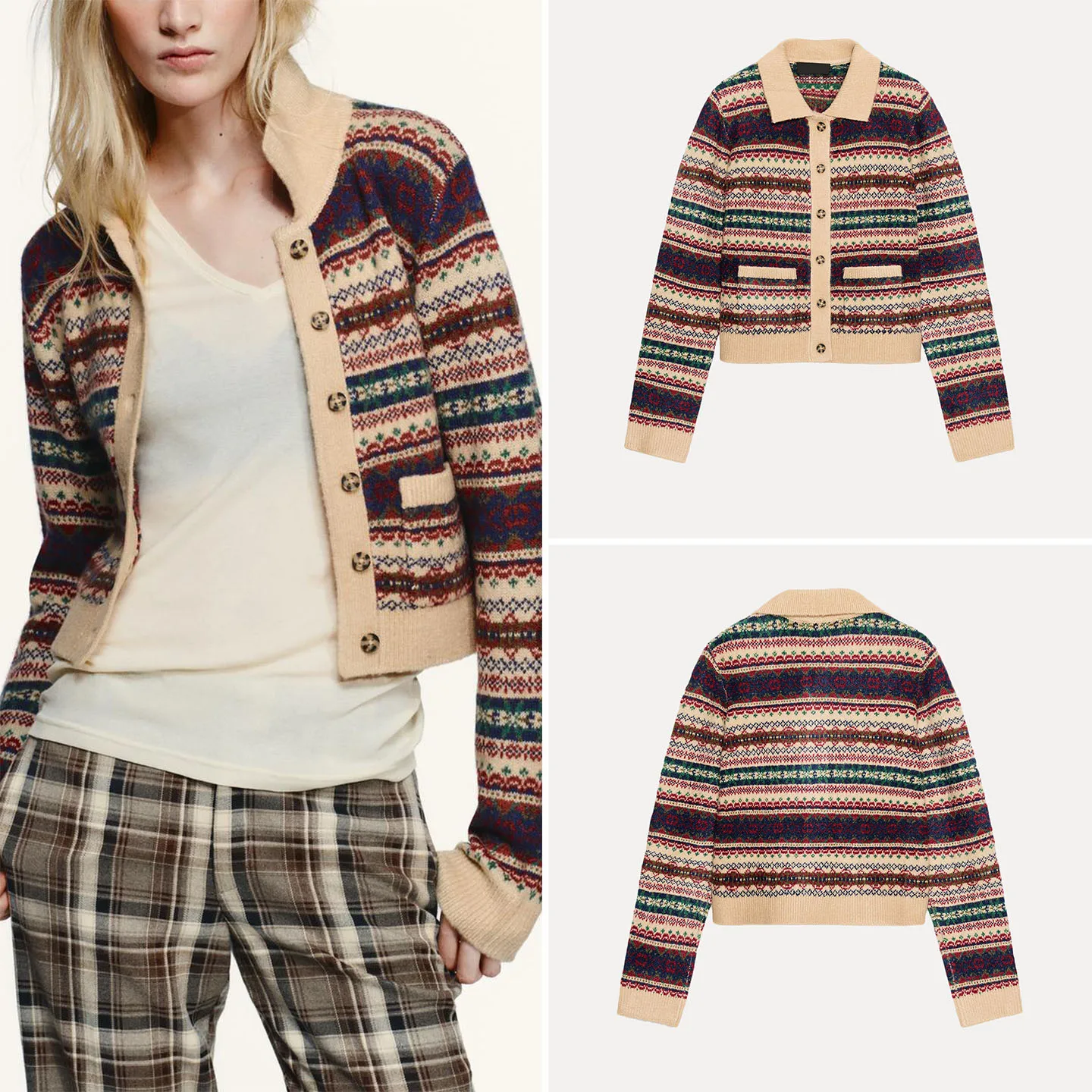 

Faionable Knitted Floral Embroidery Women's Jaet Autumn 2025 Casual Sle Long Sve ort Length Button Closure Cardigan