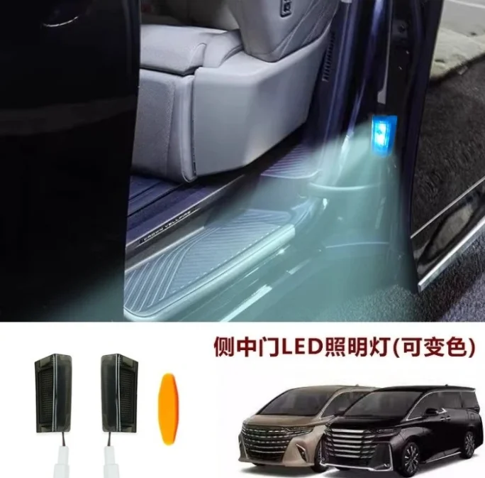 For Toyota 40 Series Alphard Vellfire LM Car Middle Door LED Side Light Second Row Door Edge Light Touch Black Shell Durable