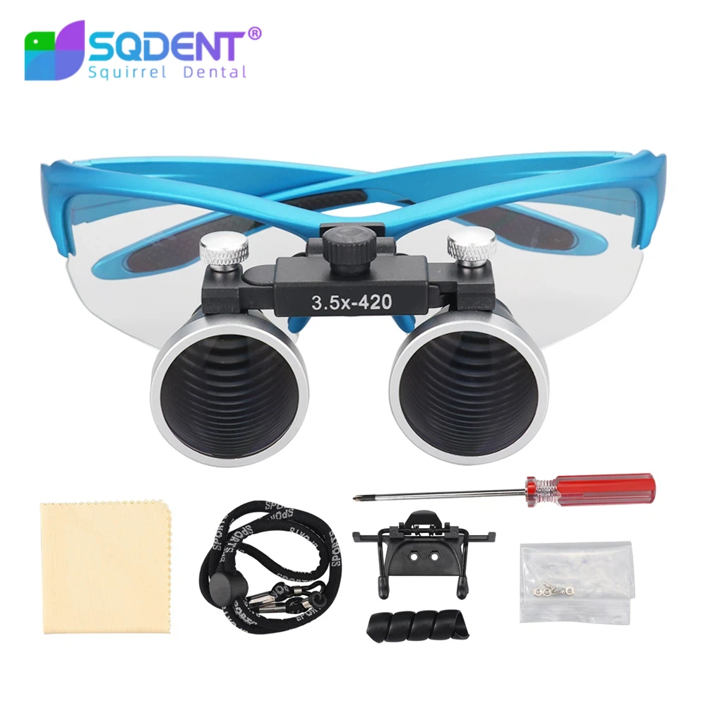 2.5X/3.5X Dental Loupes Binocular Magnifier Head Wearing Ultralight Adjustable Dentist Surgical Magnifying Glass Blue Color