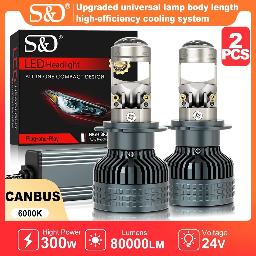 

Светодиодные лампы S&D H7 H4 H11 Canbus с медными трубками и вентиляторами охлаждения 9005 HB3 9006 HB4 для автомобиля, 300W 80000LM 24V