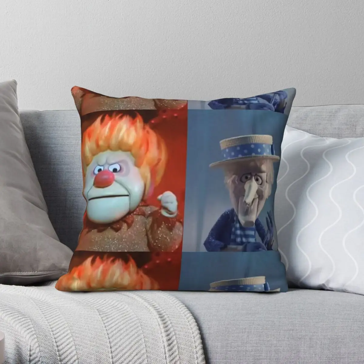 غطاء وسادة أريكة مخملي وكتان بوليستر ، غطاء وسادة مربع بسحاب ، نمط زخرفي لعيد الميلاد الأخوة ، 45x45 #1