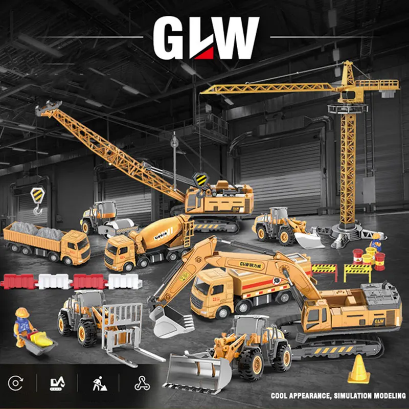 1:55 11 estilos escala alta simulação liga brinquedos diecast carregador bulldozer escavadeira engenharia caminhão construção meninos presentes