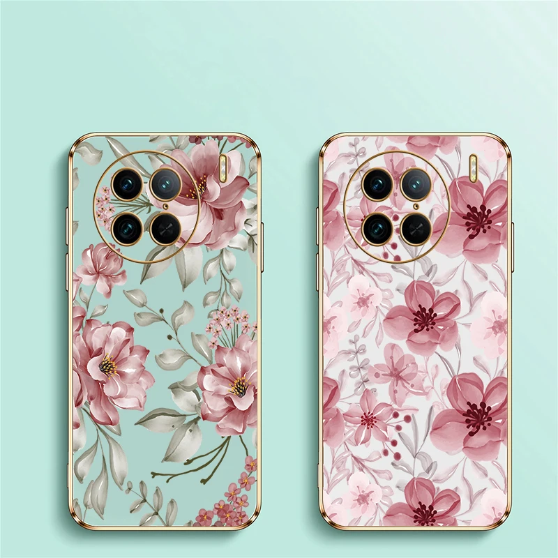 حافظة لهاتف Vivo Y100 5G Y81 Y78 Y73 Y53S Y55S Y72 Y71 Y70 Y67 Y77E Y95 Y93 Y91i غطاء مطلي بالسيليكون على شكل زهرة #2