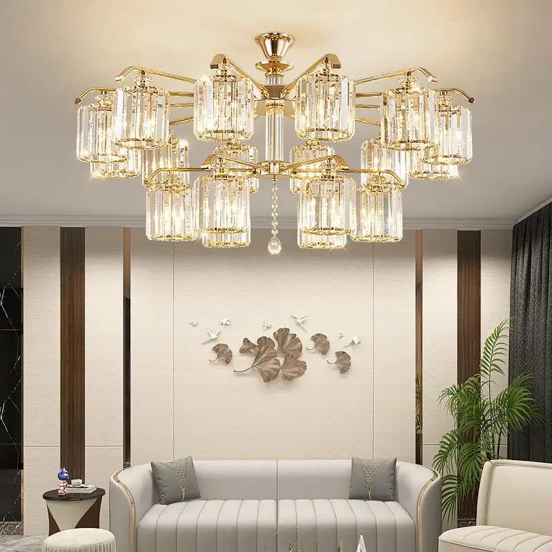 Light Luxury Crystal Led Ceiling Chandelier Villa Home Decoration Living Room Bedroom Dining Room Kitchen Lighting Fixtures