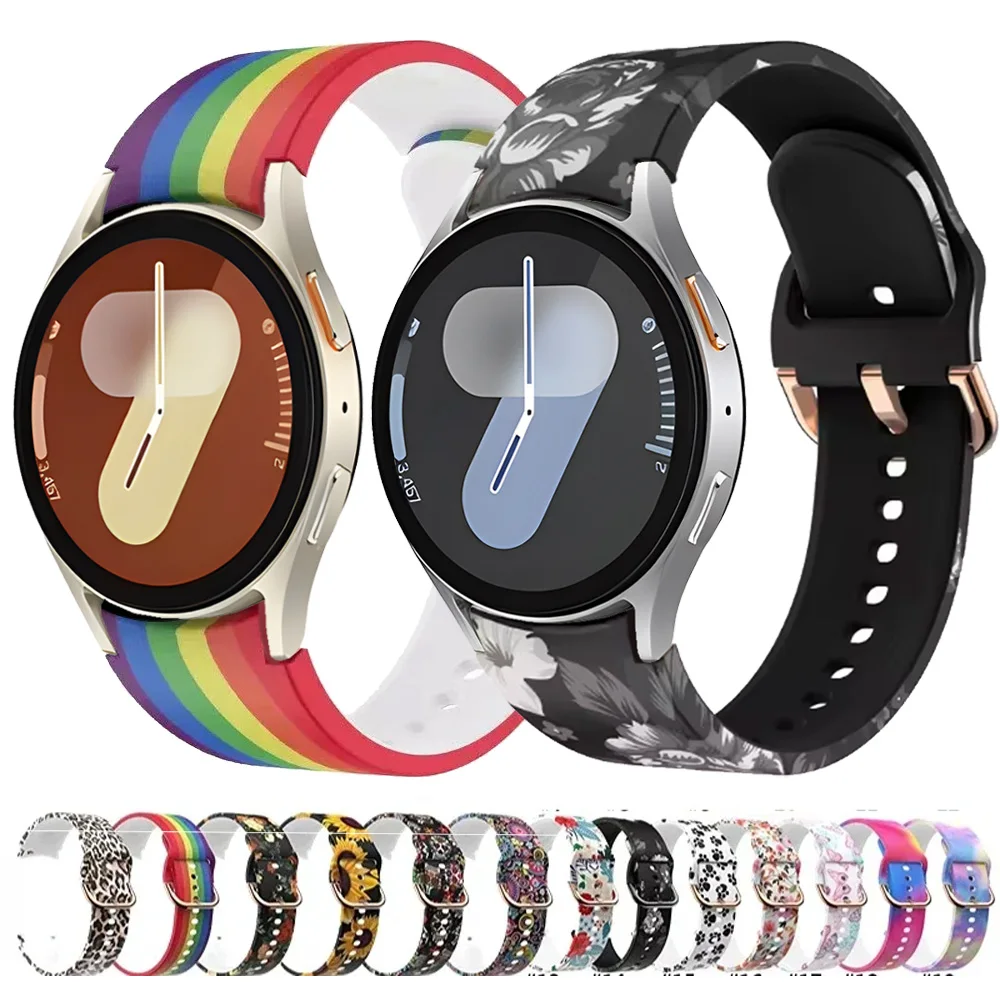 Printed Silicone Strap For Samsung Galaxy Watch 4/5/6/7 40mm 44mm Color Sport Wristband For Watch 6 Classic 47mm 43mm 5 Pro 45mm
