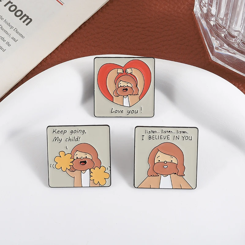 Keep Going My Child Jesus Enamel Pin God Inspirational Quote Religious Beliefs Christians Brooches Lapel Badge Jewelry Gifts