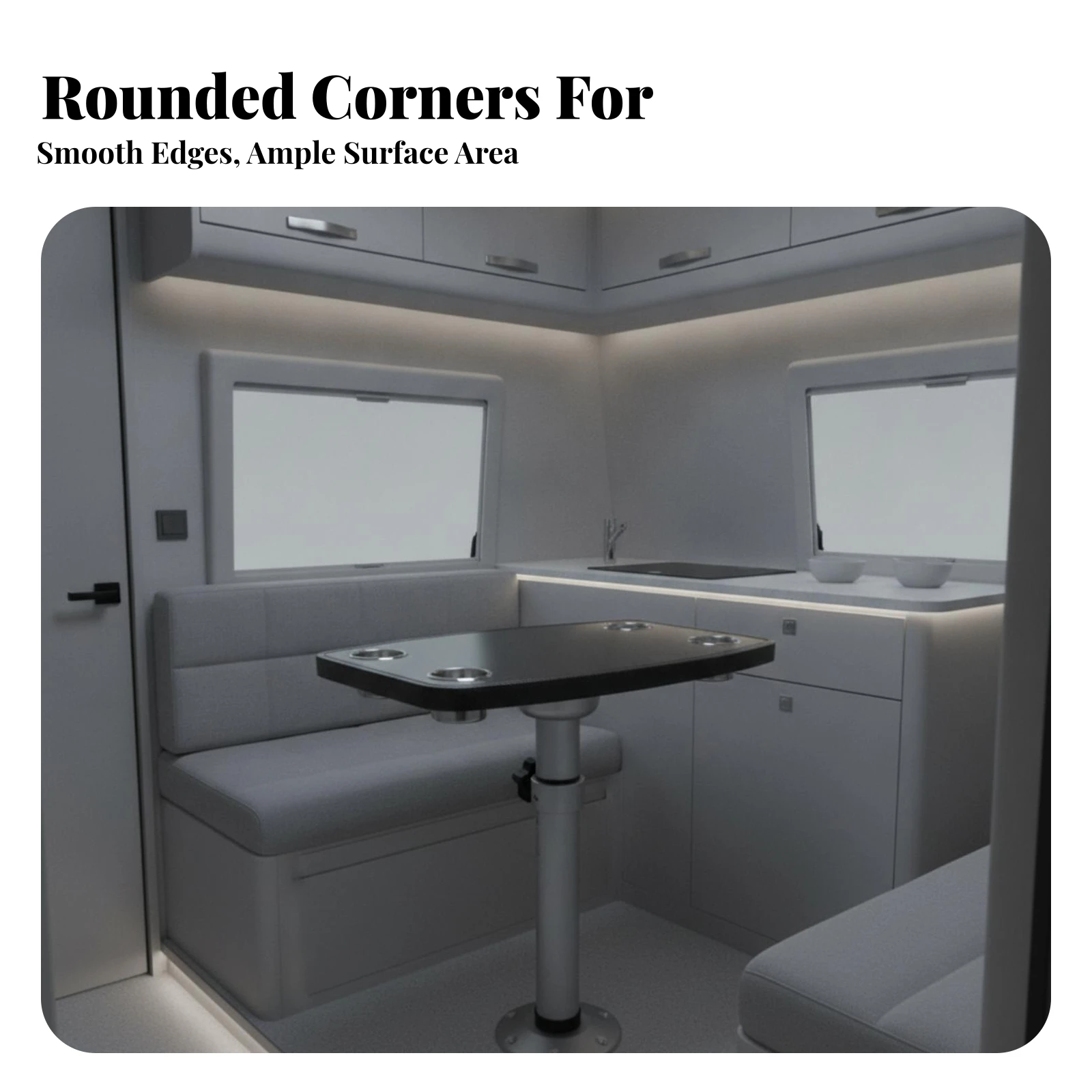 RV Tabletop with Cup Holder Textured RV Table Board with Cup Holders Pedestal Table Board Space-Saving Furniture Easy to Clean