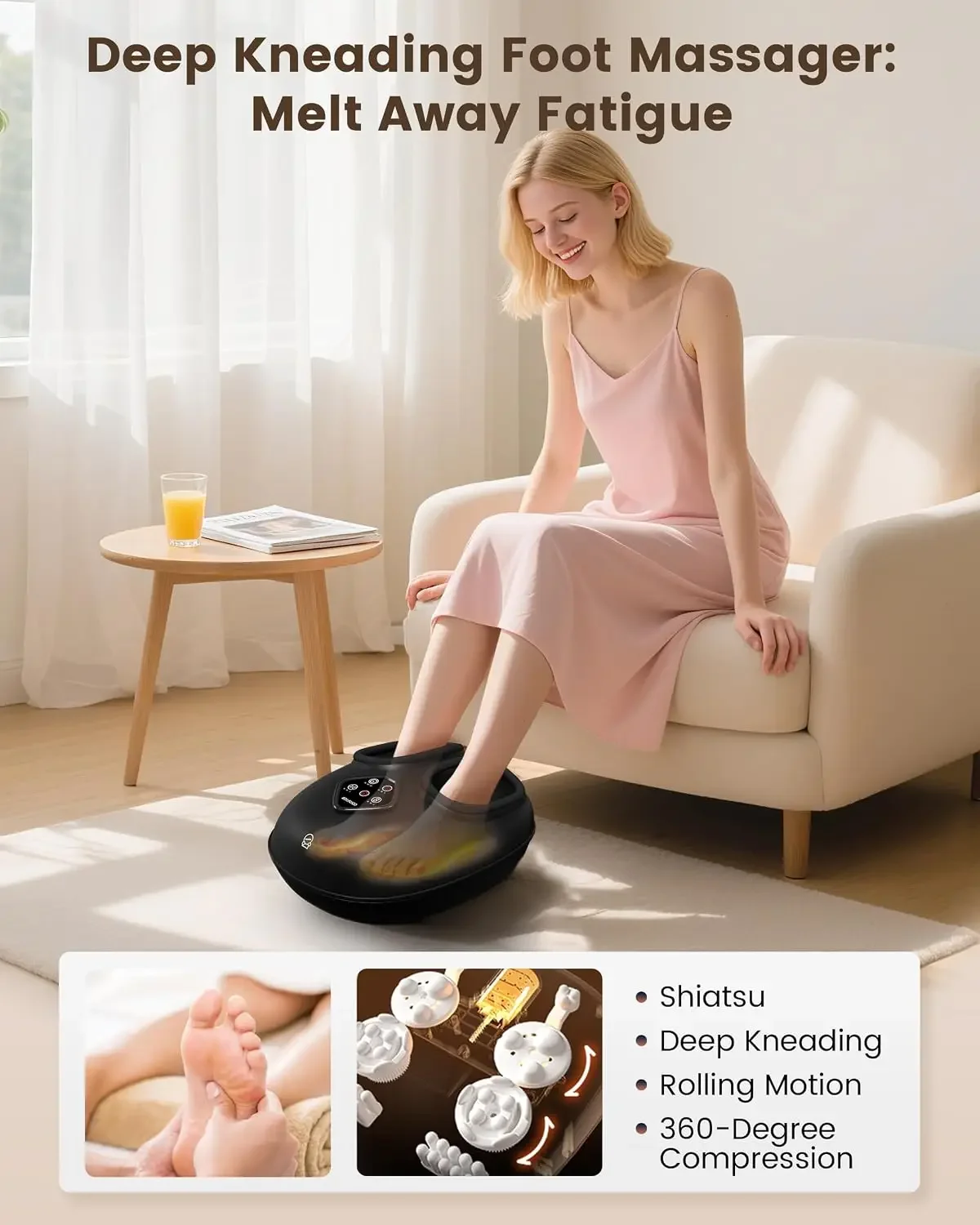 FSA Eligible Foot Massager with Heat, HSA Eligible Shiatsu Foot Massager Machine for Plantar Fasciitis, Kneading & Compression