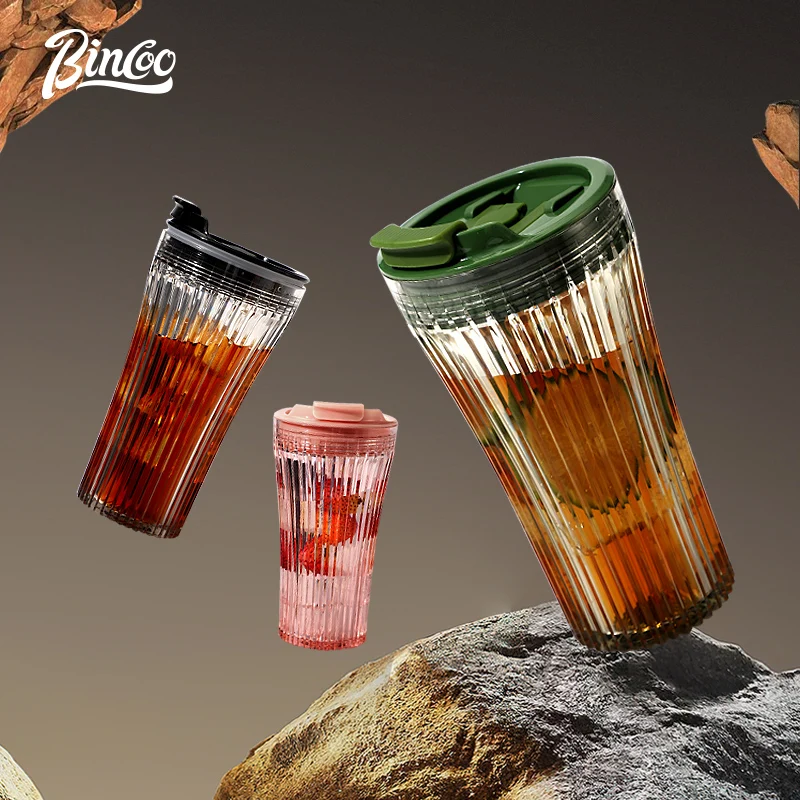 Bincoo Refractive Coffee Cup Office Portable Cup with Lid High-Value Water Cup High Temperature Resistant Tumbler