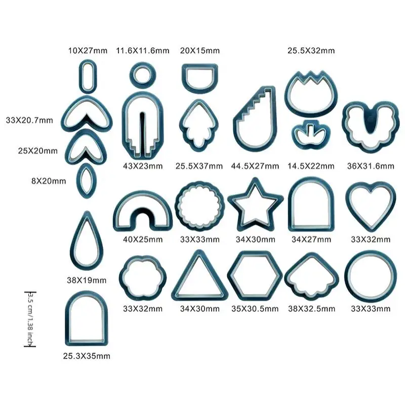 18/21/24Pcs Polymer Clay Earrings Cutters Geometry Die Baking Mould Handmade DIY Jewelry Making Cake Cookie Cutter Plastic