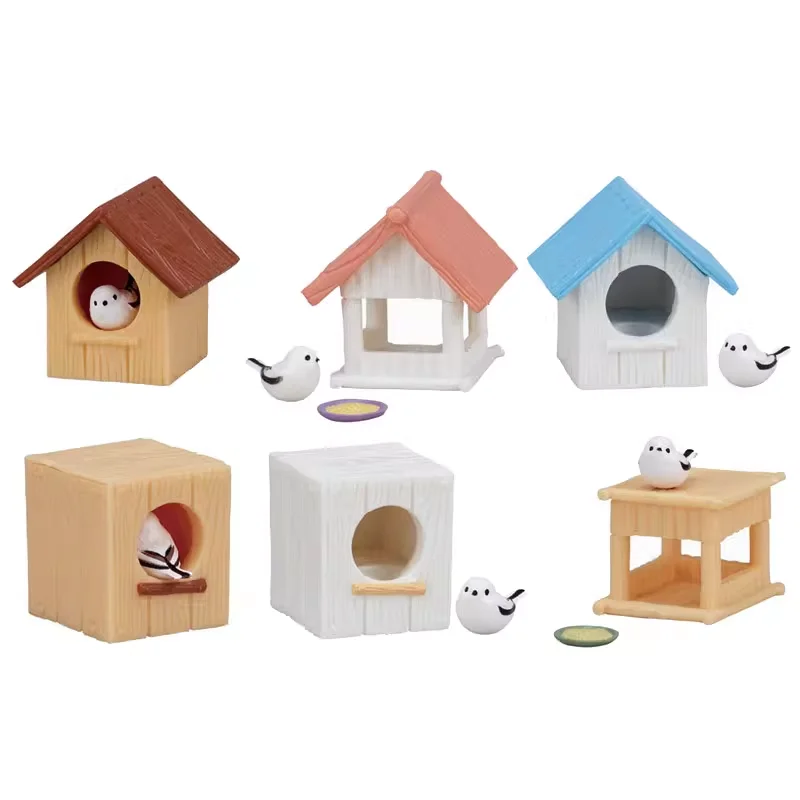 

TARLIN Kawaii Cute Original Japan Gashapon Figure Anime The Long Tailed Tit Bird House Miniature Items Figurine Capsule Toy