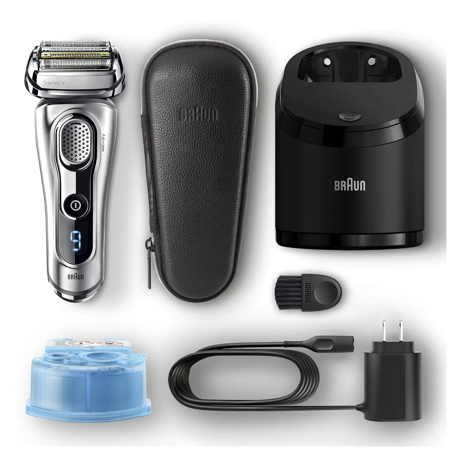 Electric Razor for Men Foil Shaver with Precision Beard Trimmer, Rechargeable, Wet & Dry, Clean & Charge Station and Leather