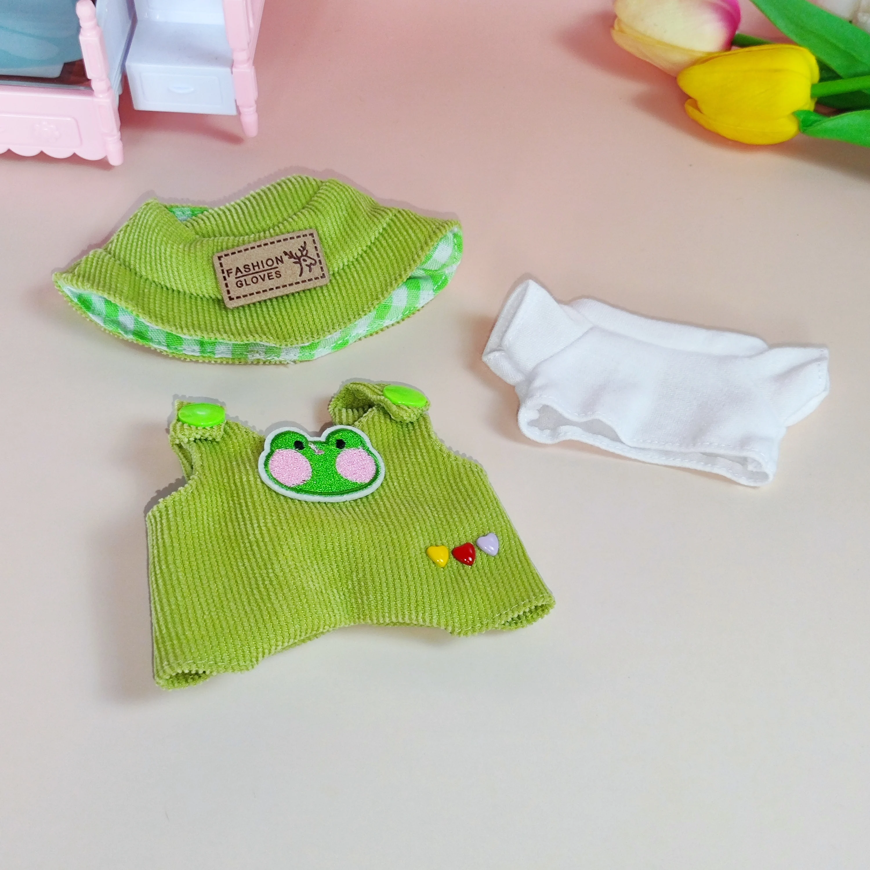 Labubu 인형 패션 세트 귀여운 흰색 셔츠 모자 동물