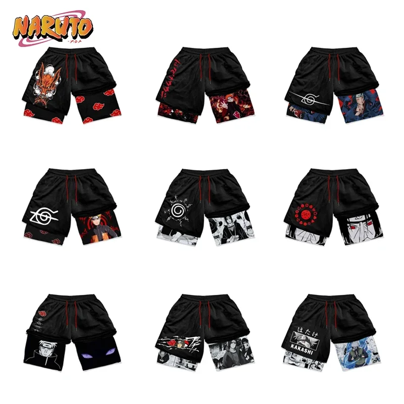 Naruto Anime Shorts Men Gym Short Pants Itachi Pain Manga Kawaii Summer Workout Fitness Running Performance Sports Shorts Gifts
