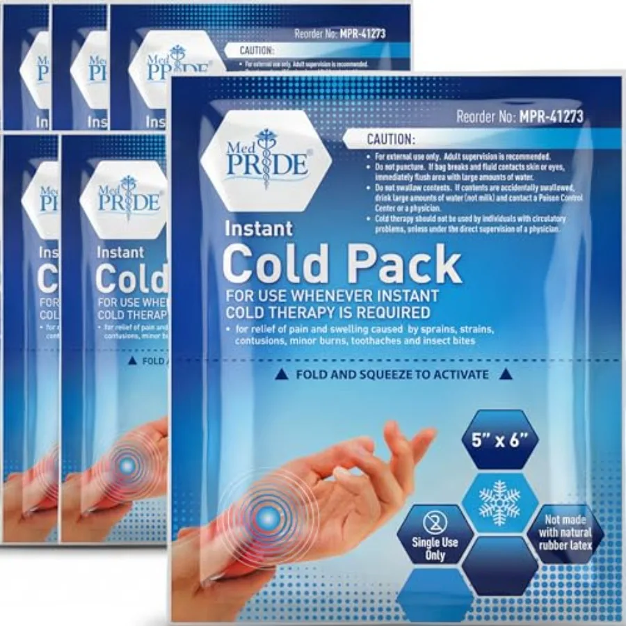 MED PRIDE stant Cold First Aid Kit Ice for juries and Pa Relief, No Freezer Needed, in in Count (Pack of 1 Clear