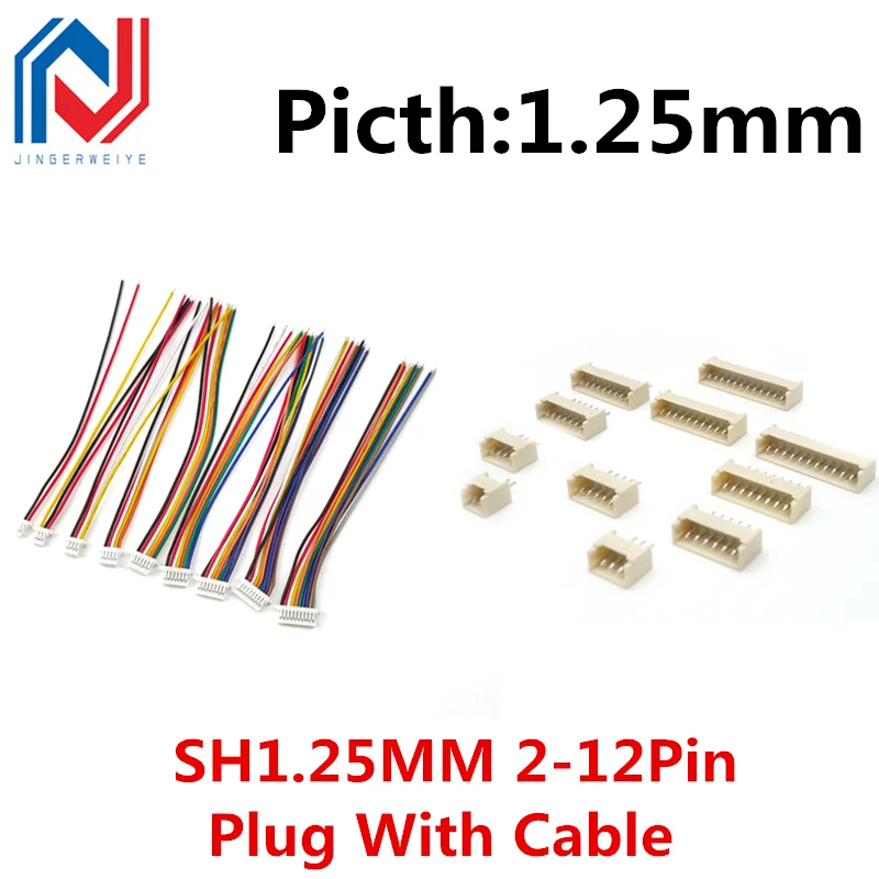 10 sets/lot Micro JST 1.25mm 1.25 JST 2P 3P 4P 5P 6P 8Pin 9pin 10pin Female Connector Plug + Male Plug With Wire 10/20/30CM