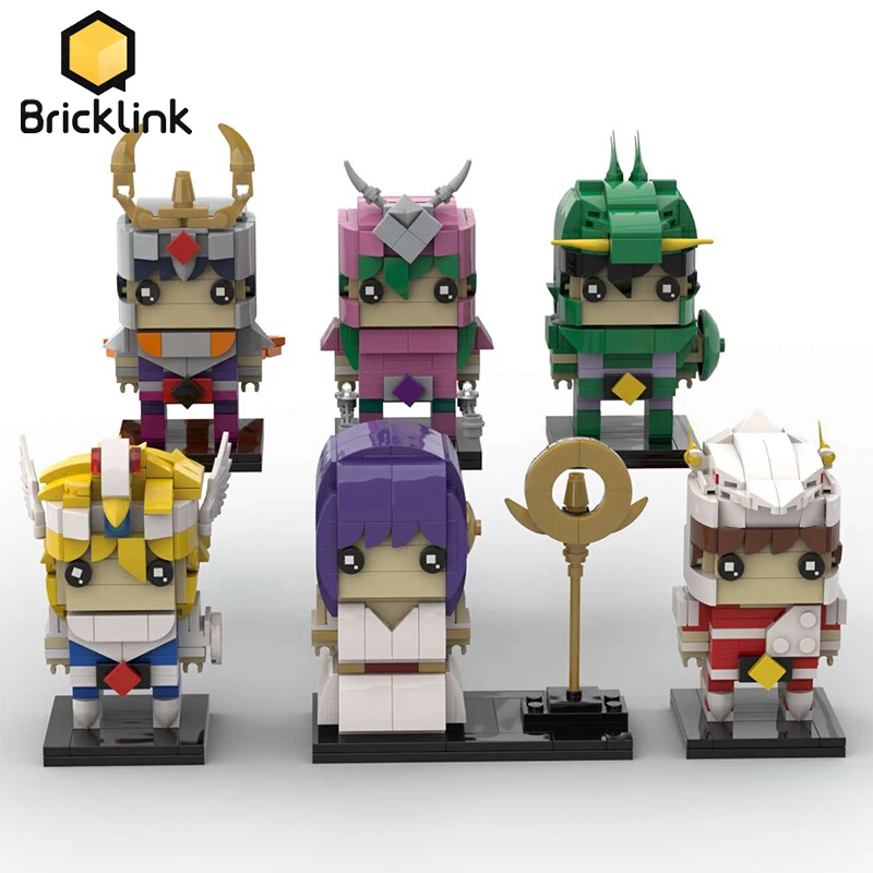 Bricklink Movie Japan Anime Figures Saints Seiyaed Brickheadz Hyogas Athena Ikki Shiryus MOC Set Building Blocks Kid Toys Gift