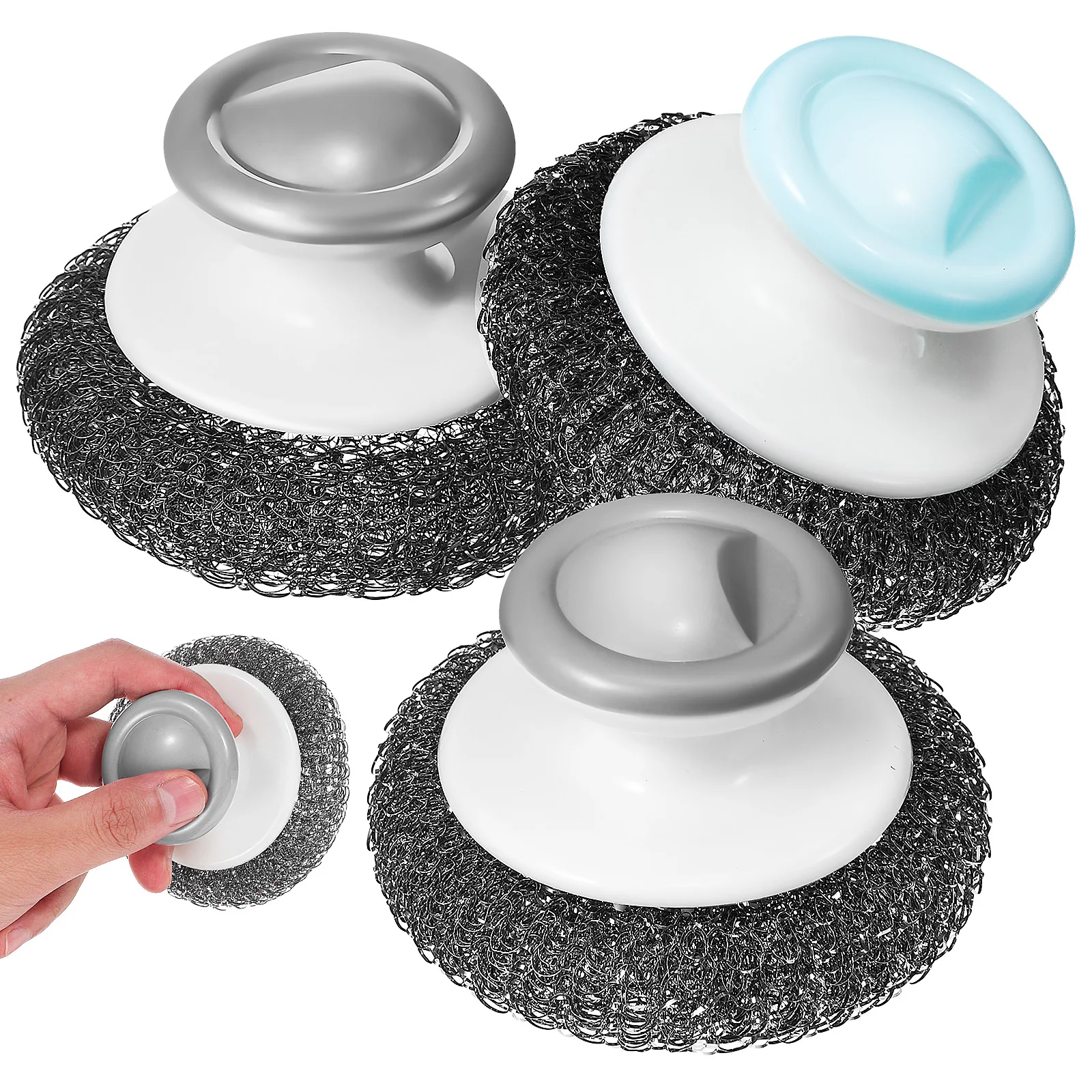 

3 Stainless Steel Scrubbers 2 Grey 1 Cleaning Kitchen Dish Brush Durable Tools Must Have Powerful Stain Removal