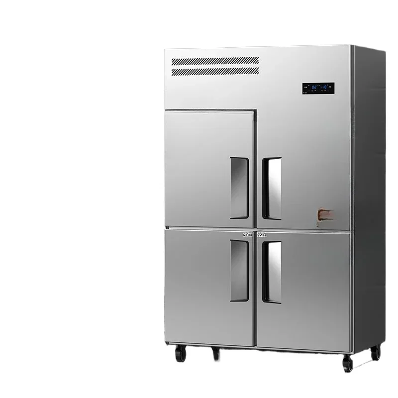 

Four-door refrigerator Commercial stainless steel vertical kitchen Hotel large-capacity back kitchen freezer
