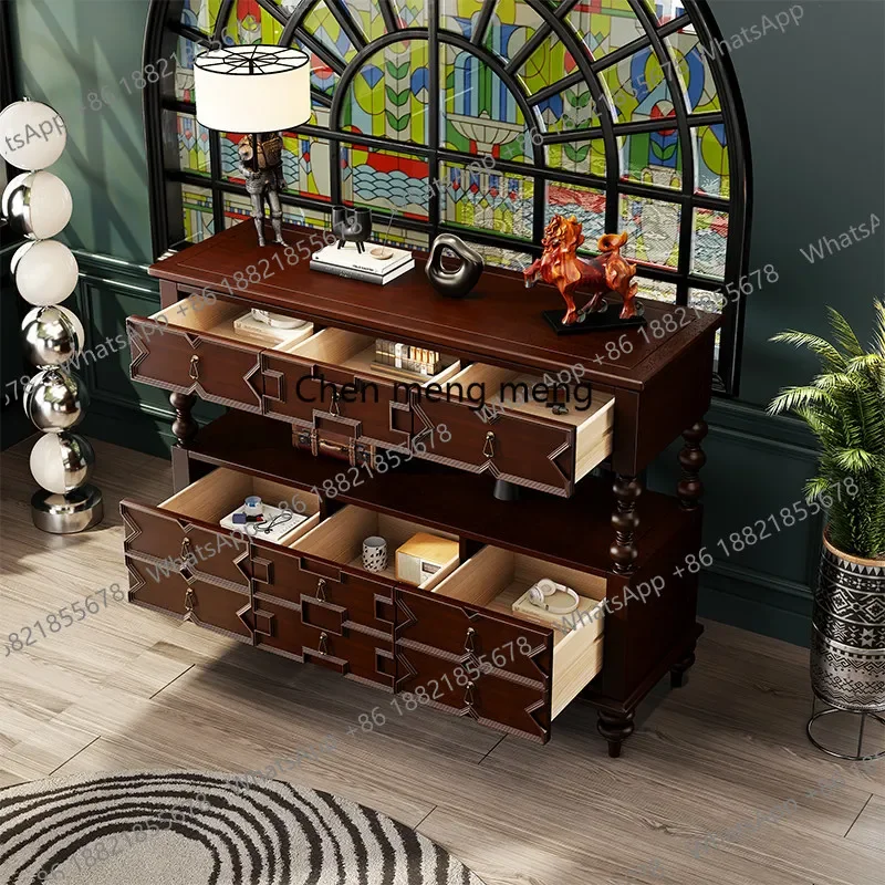 

E136 Французский комод из массива дерева для гостиной, ретро-тумба для спальни, винтажный шкаф для прихожей, декоративный элемент для интерьера