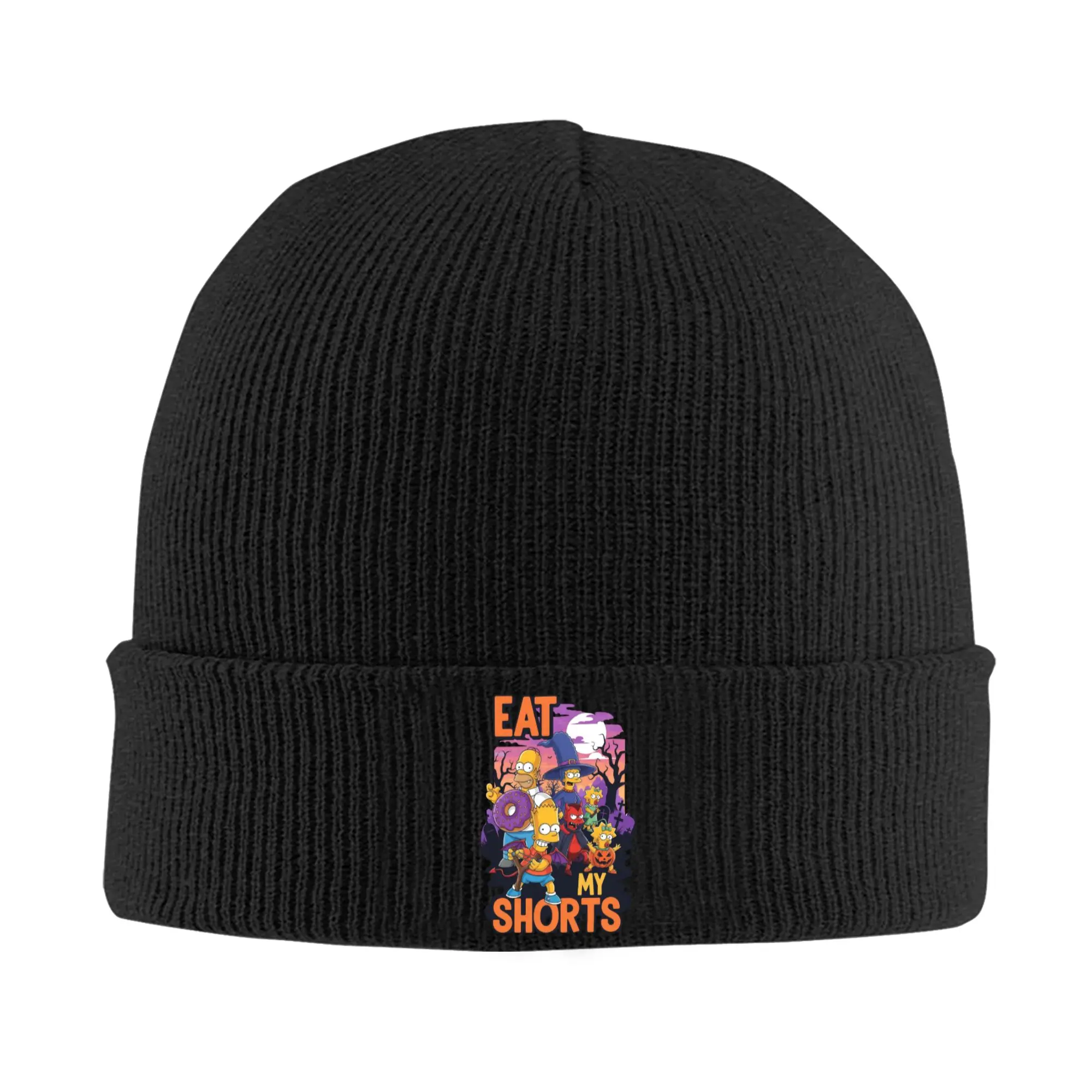 Cartoon S-Simpsons Halloween Knitted Caps Women's Men's Beanie Winter Hat  Crochet Melon Cap