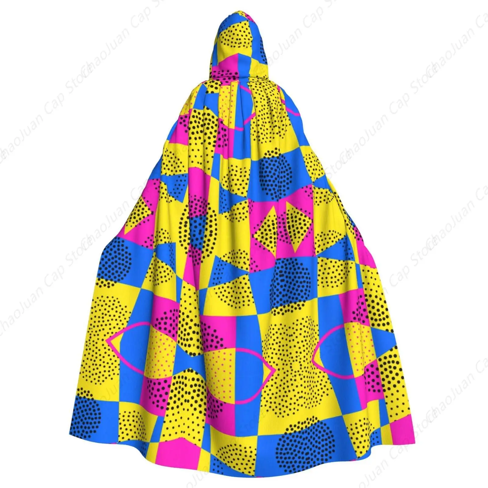 

Abstract Vintage Geometric Pattern Full Long Hooded Cloaks for Fancy Cosplay Costume, Mysterious Tunic Priest Cloak Outwear