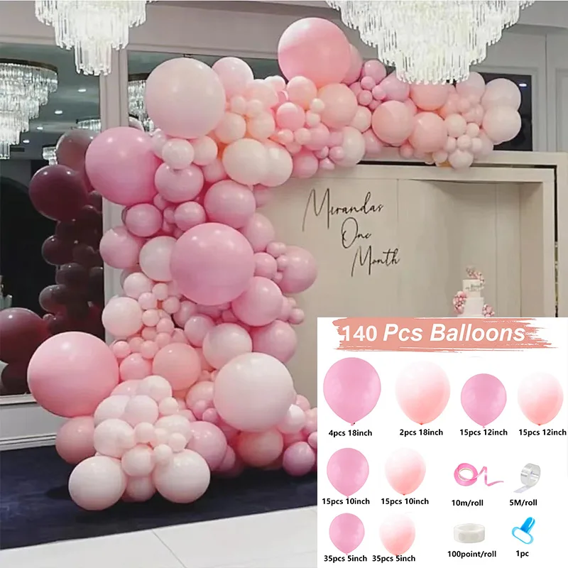 Pink Balloon Garland Kit Dusty Pink Balloon Arch Pastel Pink Balloons for Baby Shower Birthday Bachelorette Wedding Party Decor