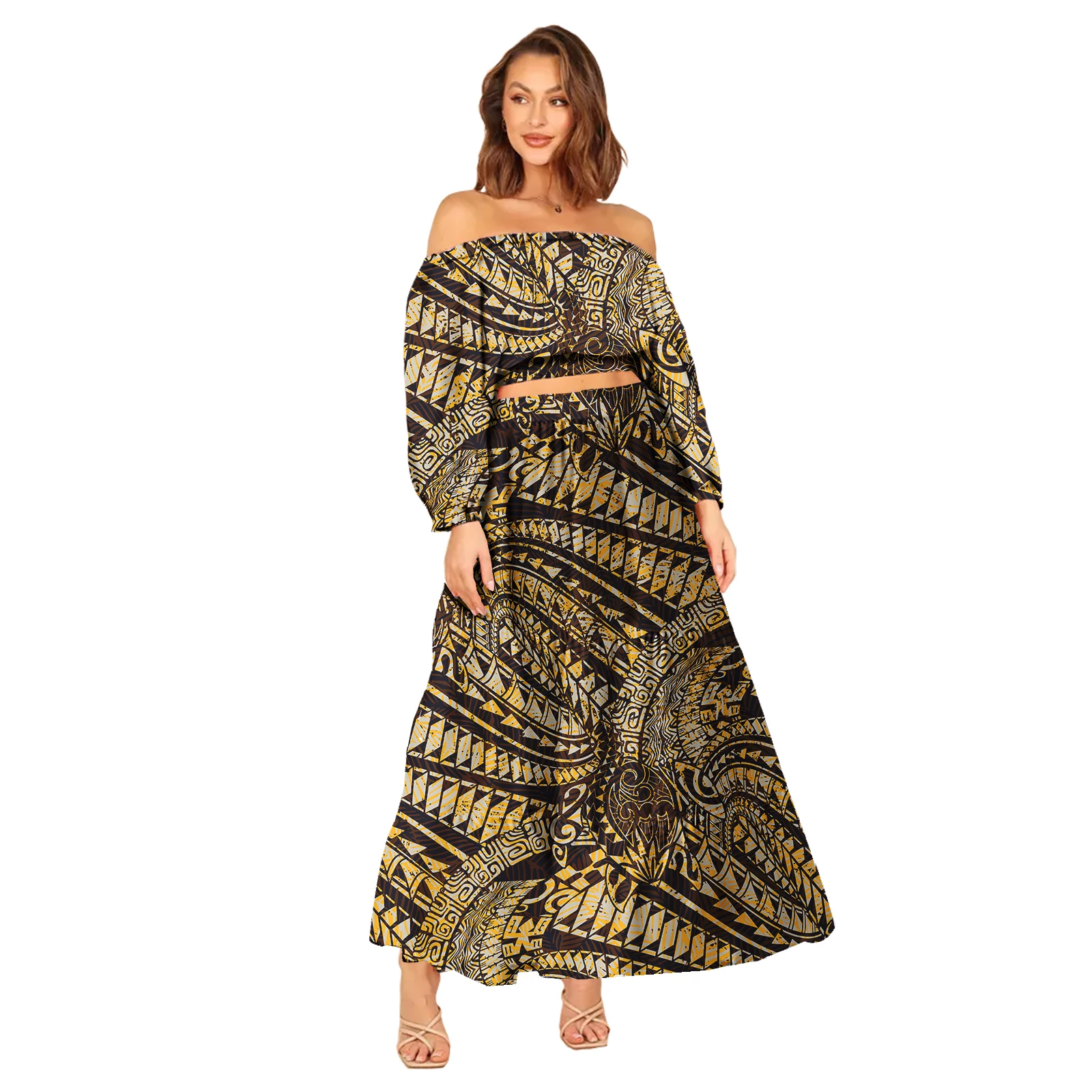 

Hawaii Samoa Puletasi Dress Polynesian Dresses Women Puletasi Set