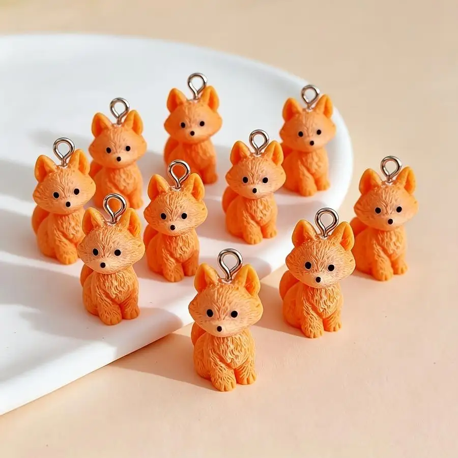 1/5/10/20/50/100pcs Fox Pendants Resin Animal Charms Suitable for Jewelry Making, Handmade DIY Earrings & Pendant Accessories wi