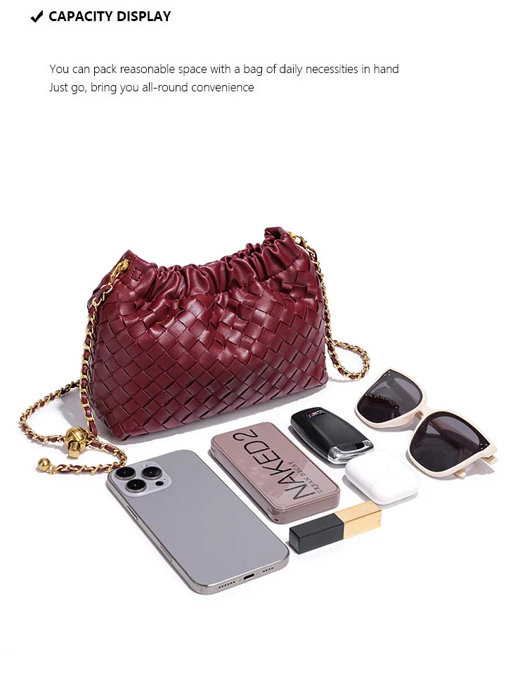 Bolso tejido a mano 2026, bolso nube, cadena pequeña, bolso bandolera, bolso de hombro versátil de lujo ligero para mujer, a la moda