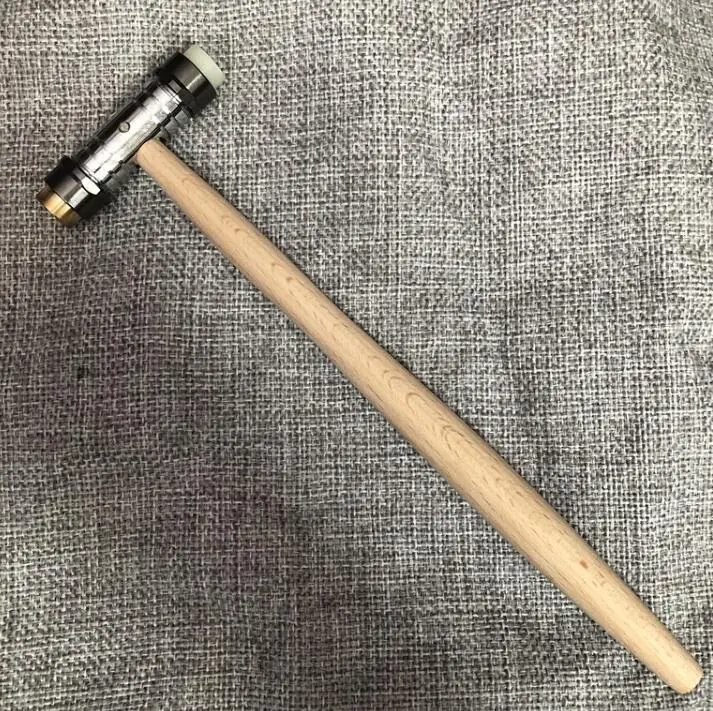 Watch Repair Tool Hammer with Wooden Hand 2 in 1 Brass Plastic Head Mallet for Watchmakers W0629