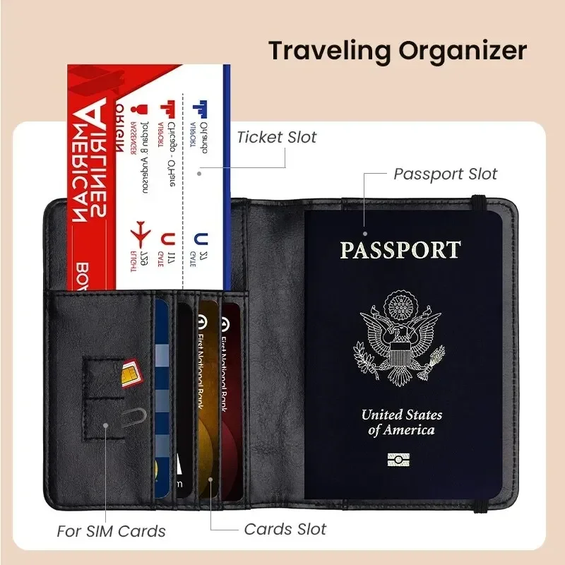 Men PU Leather Wallet Travel Passport Purse Card Male Travel Accessories Hand Carry Passport Business Cards Holder Wallet