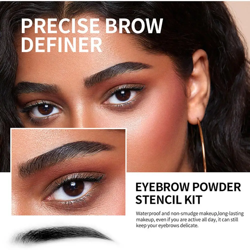 Eyebrow Powder Stamp Shaping Kit Makeup Brushes, Eyebrow Paint, Pencil, Stencil, Hairline Enhance Stick For Defined Brows