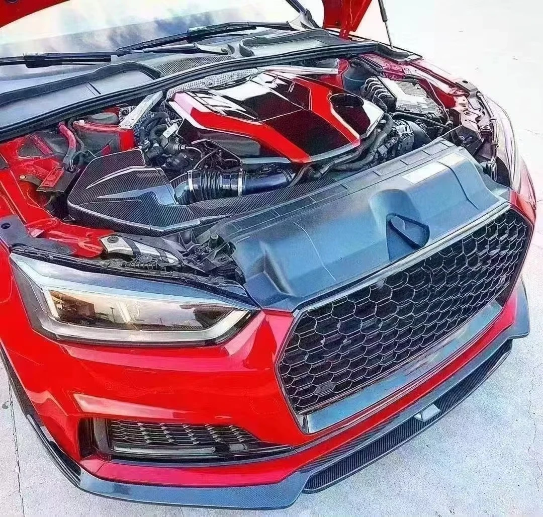 New Yaochi 17-20 For Audi A5 Carbon Fiber Front Lip Bumper with Exhaust Cut-Outs Bolt-On Protection Universal Fitment